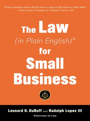 cover image of The Law (in Plain English) for Small Business ()